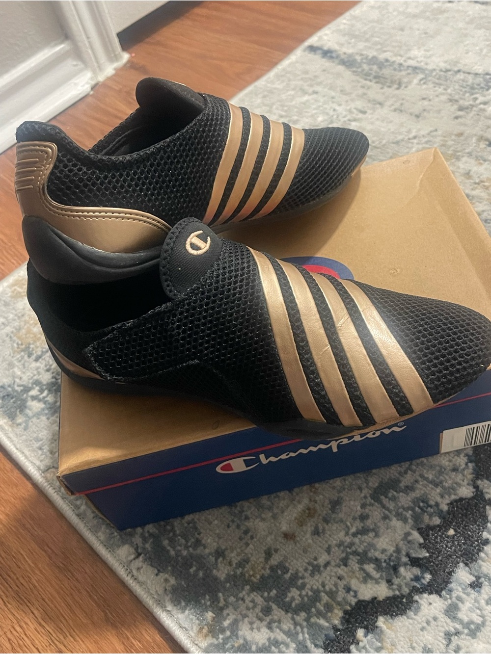 Champion Men’s Slip-On Athletic Sneakers - Black/Gold Accent